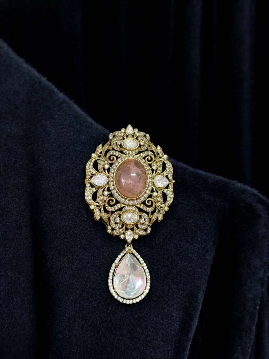 Ishhaara Pink Regal Victorian Groom Brooch