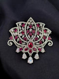 Ishhaara Pink Rhinestone Crystal Brooch Pin