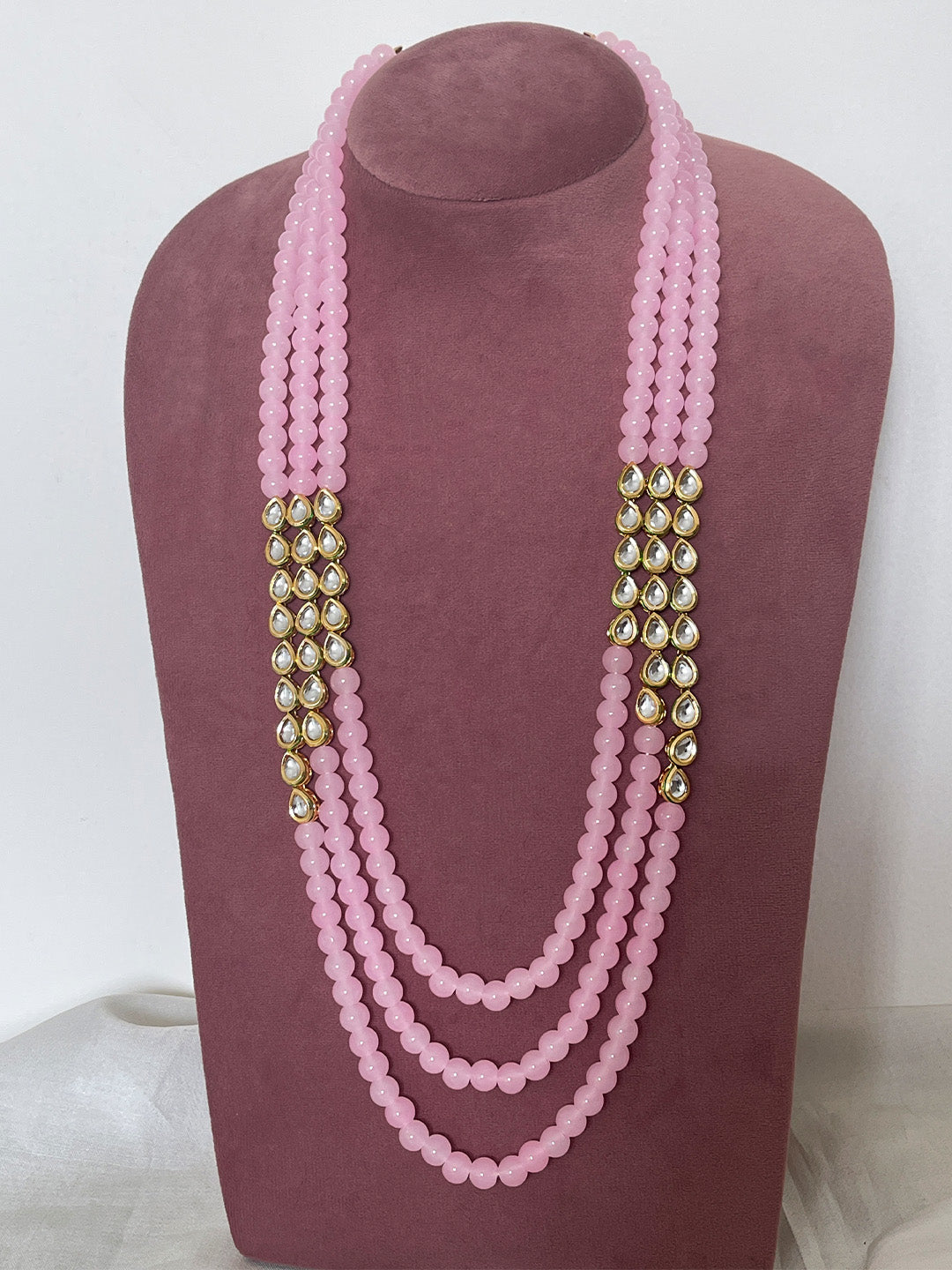 Ishhaara Pink Royal Kundan Studded Groom Necklace