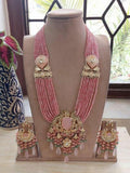 Ishhaara Pink Royal Peacock Necklace Set