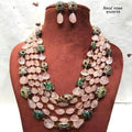 Ishhaara Pink Semi Precious Layered Necklace Set