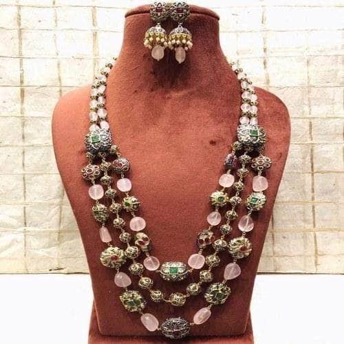 Ishhaara Green Semi Precious Stones Necklace
