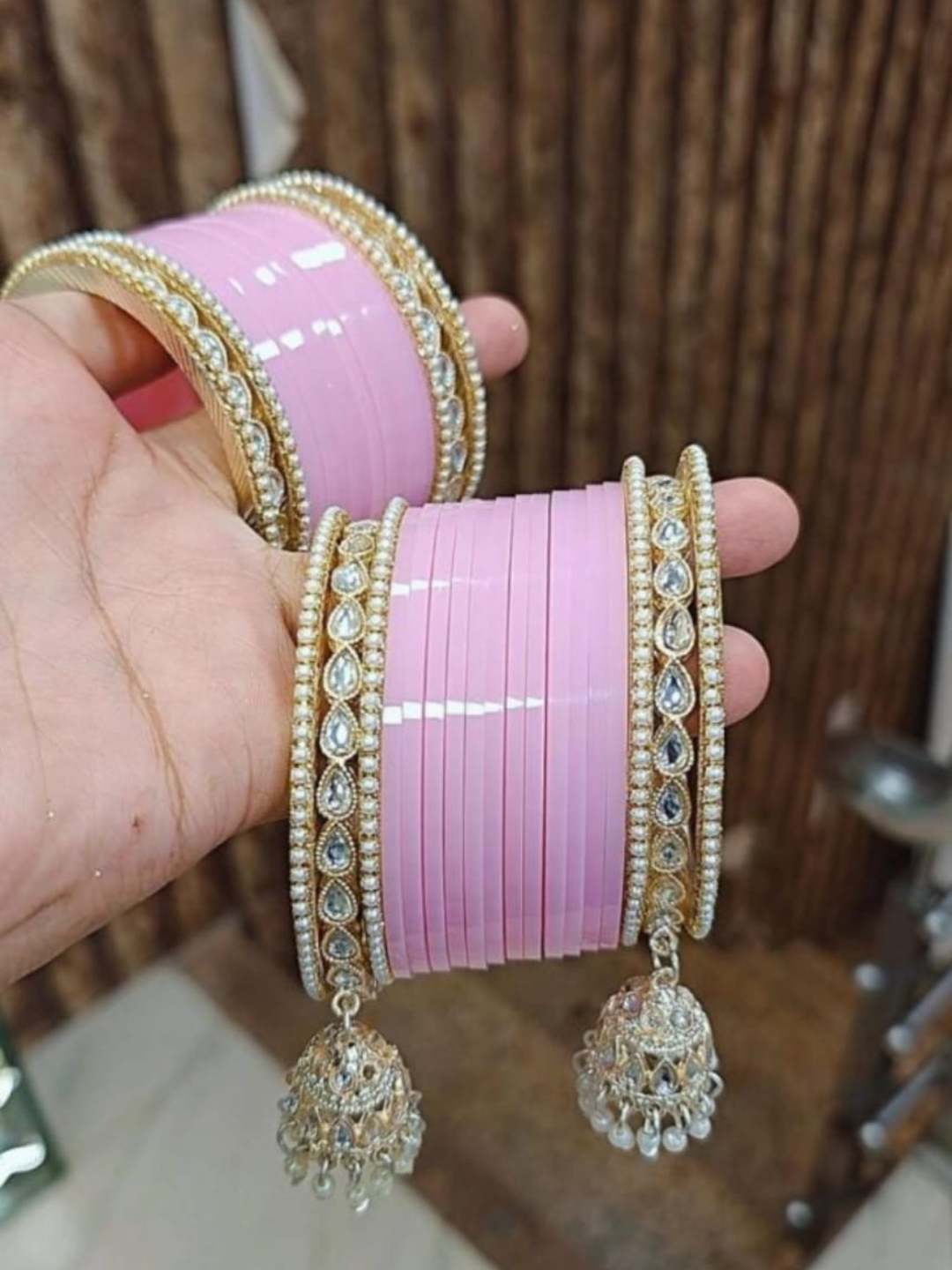 Ishhaara Pink Short Chooda With Jhumka Bangles