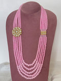 Ishhaara Pink Side Brooch Pearl Necklace