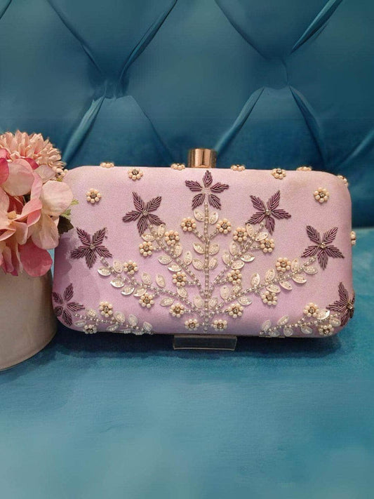 Ishhaara Pink Silk Minaudiere Clutch
