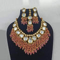 Ishhaara Small And Big Kundan Tassel Necklace Earring And Teeka Set