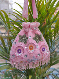 Ishhaara Pink Spring Floral Sequins Potli