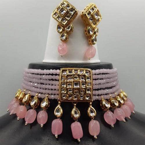 Ishhaara Pink Square Patch Onex Choker Necklace Set