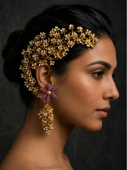 Ishhaara Pink Statement Bold Earcuff