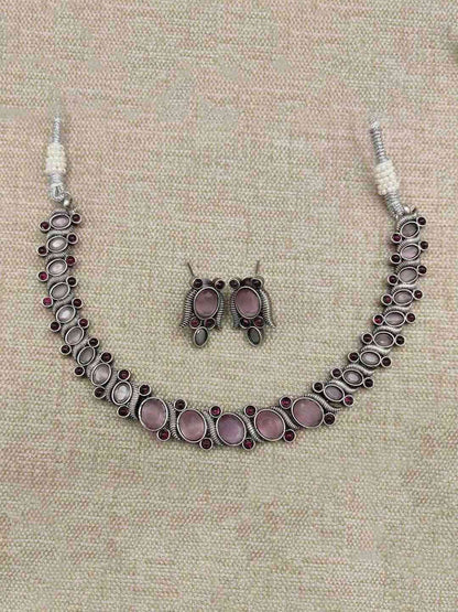Ishhaara Stone Studded Oxidized Choker Set