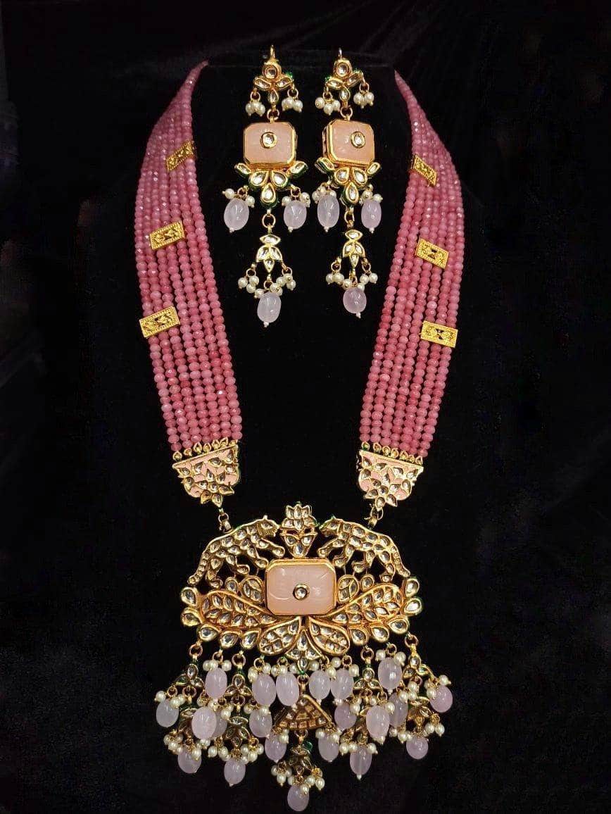 Ishhaara Pink Tiger Motif Pendant Necklace