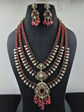 Ishhaara Pink Traditional Multi Layered Multi Colored Necklace Set