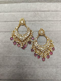 Ishhaara Pink Traditional Patchi Kundan Studded Earrings