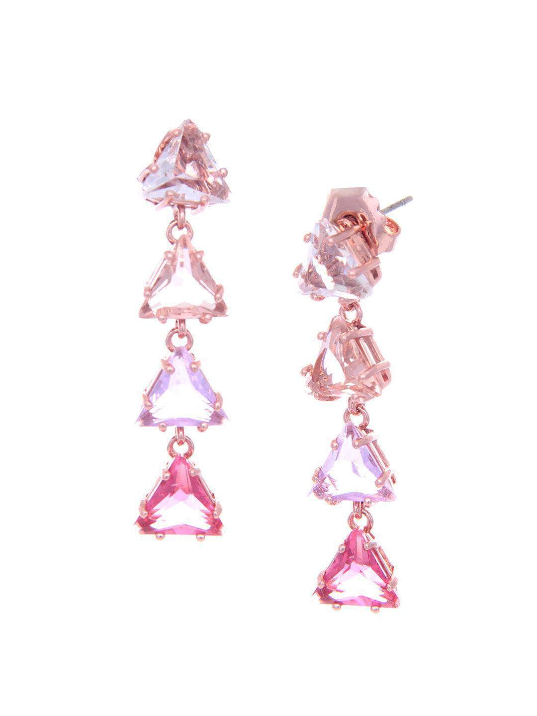 Ishhaara Pink Triangle 4-tiered Pastel Earrings - Pink