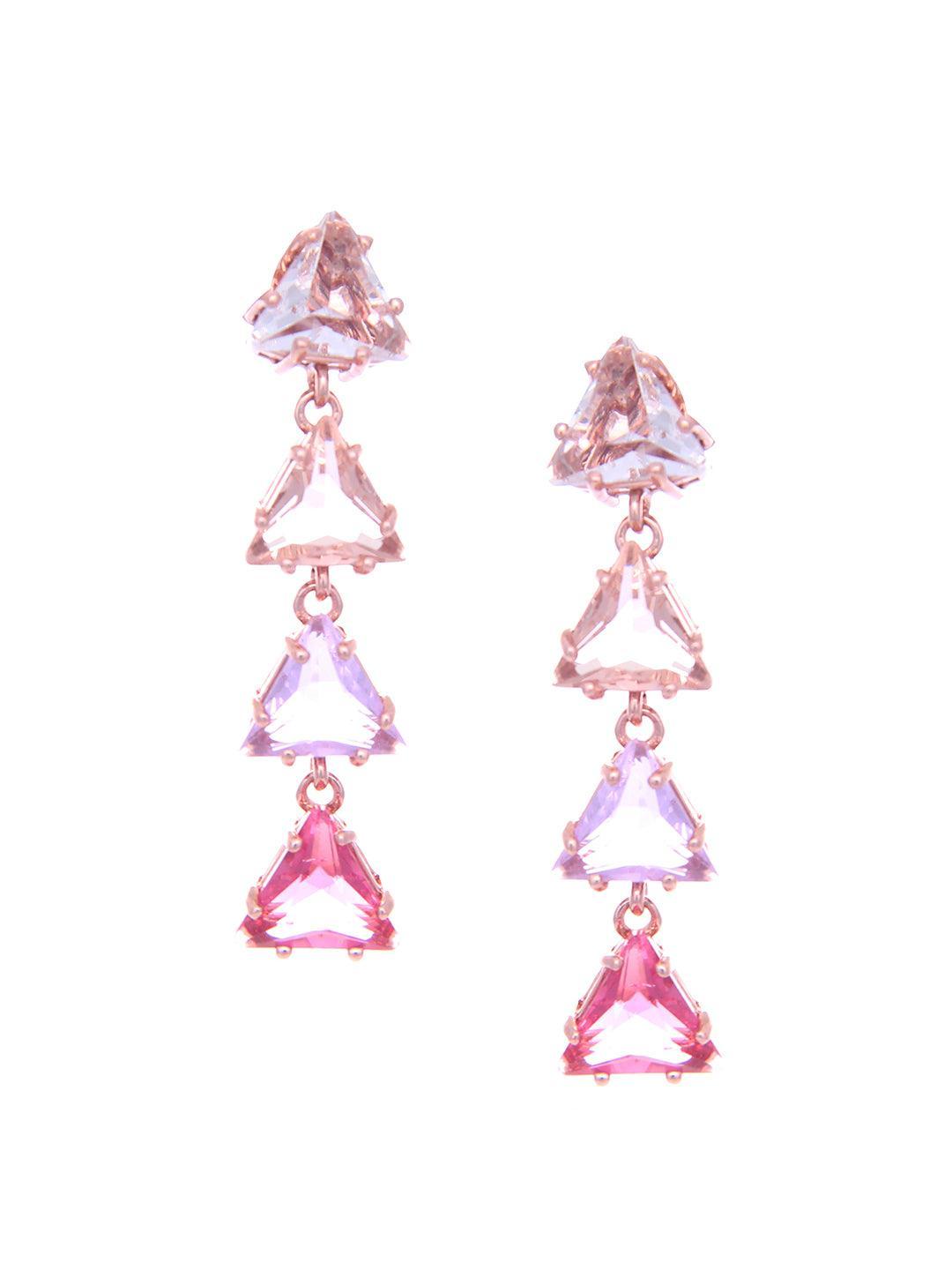 Ishhaara Triangle 4 Tiered Pastel Earrings Pink