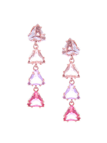 Ishhaara Triangle 4 Tiered Pastel Earrings Pink