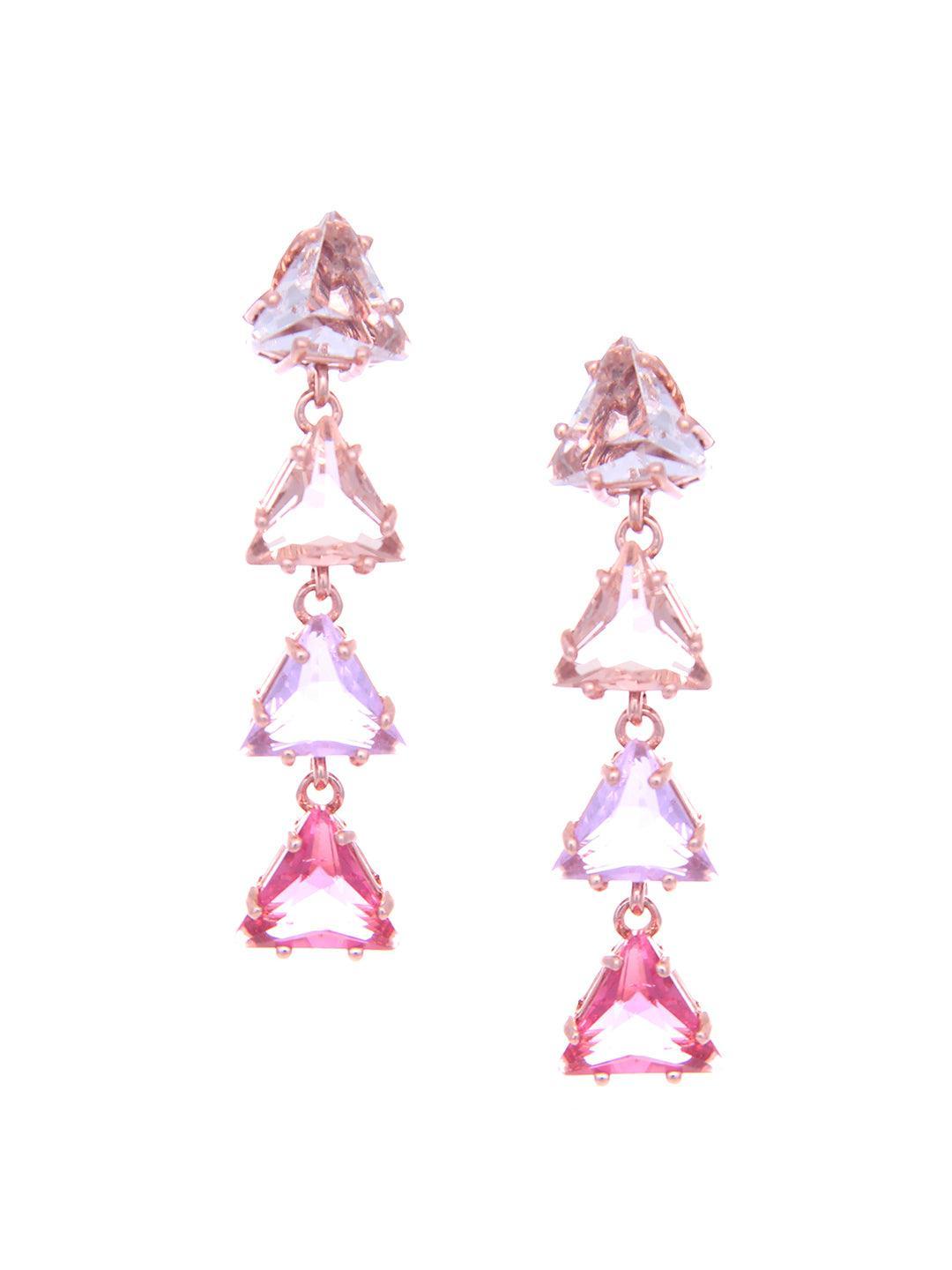 Ishhaara Akriti Kakar In Triangle 4 Tiered Pastel Earrings Pink