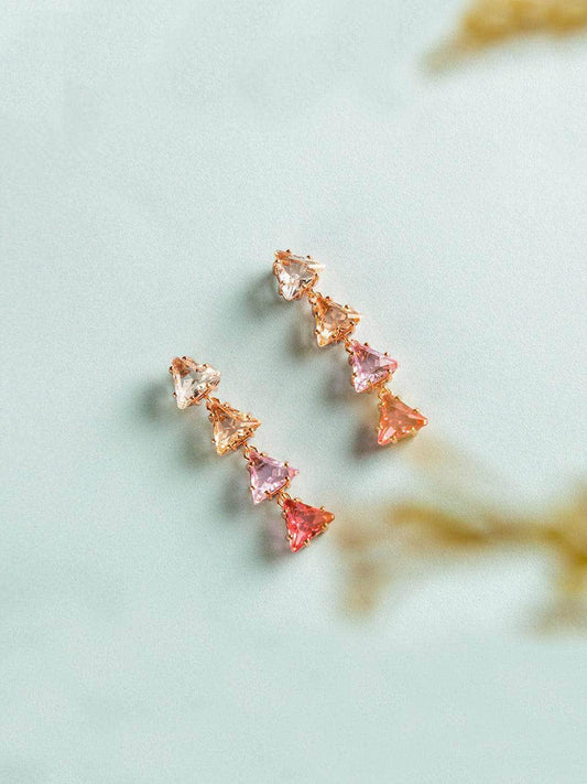 Ishhaara Triangle 4 Tiered Pastel Earrings Pink