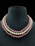 Ishhaara Pink Triple Line Pearl Choker