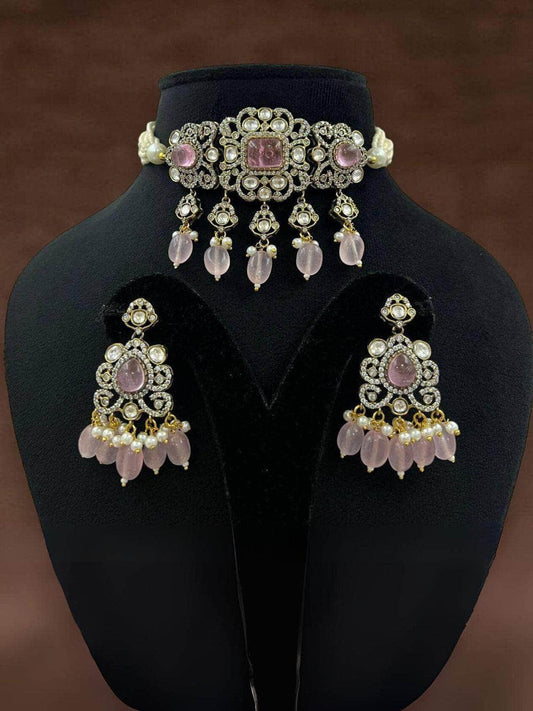 Ishhaara Two Tone Finish Victorian Polki Choker