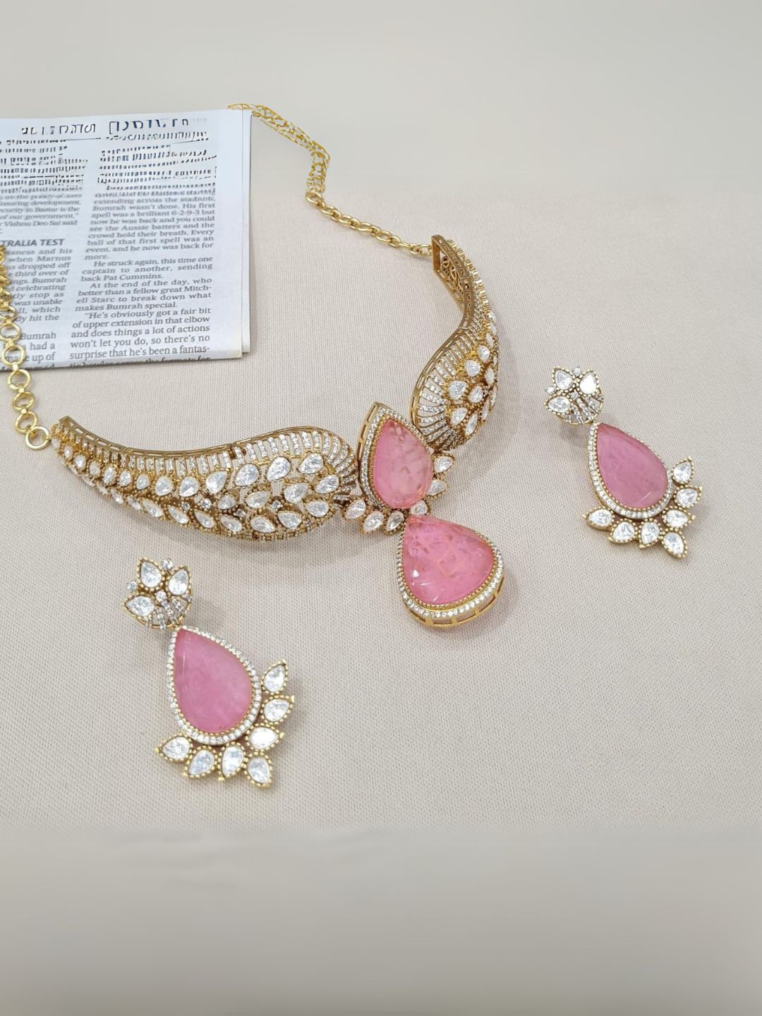 Ishhaara Pink Uncut Polki Studded Designer Necklace