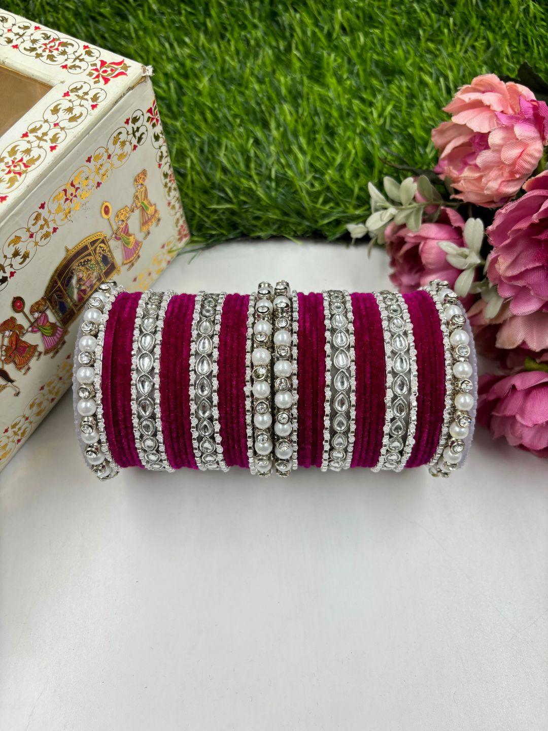 Ishhaara Pink Velvet Designer Silk Thread Bridal Chooda