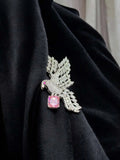 Ishhaara Pink Victorian Bird Shaped Groom Brooch