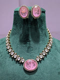 Ishhaara Pink Victorian Doublet Stone Studded Choker Necklace