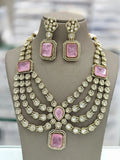 Ishhaara Pink Victorian Doublet Stone Studded Layered Necklace