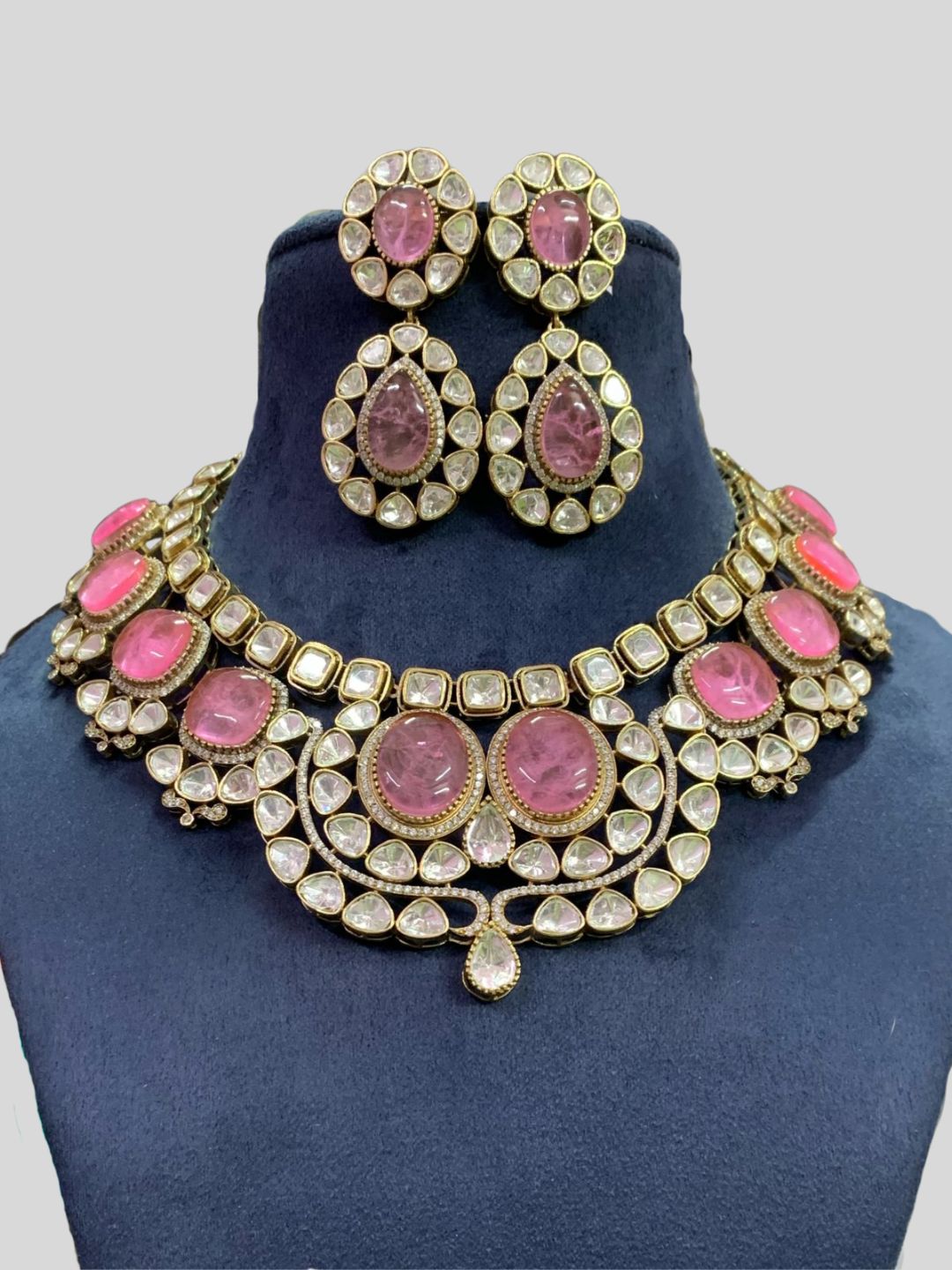 Ishhaara Pink Victorian Fusion Necklace