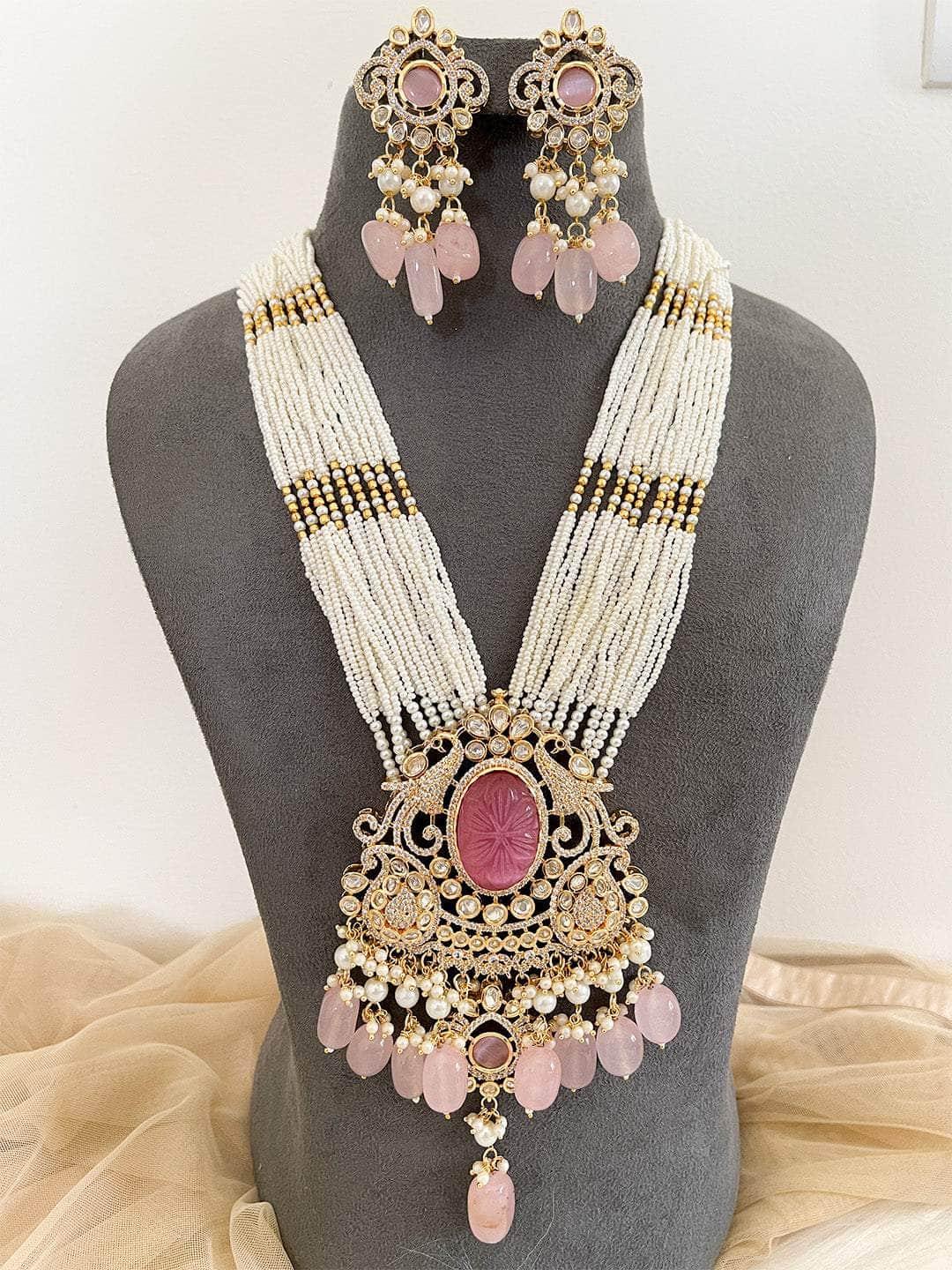 Ishhaara Pink Victorian Necklace with Monalisa Beads