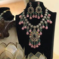 Ishhaara Pink Victorian Pendant AD Necklace