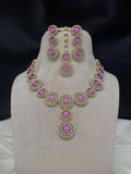 Ishhaara Pink Victorian Round Pearl Studded Heavy Necklace