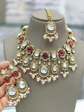 Ishhaara Pink Victorian Tear Drop Pastel Bead Neckpiece