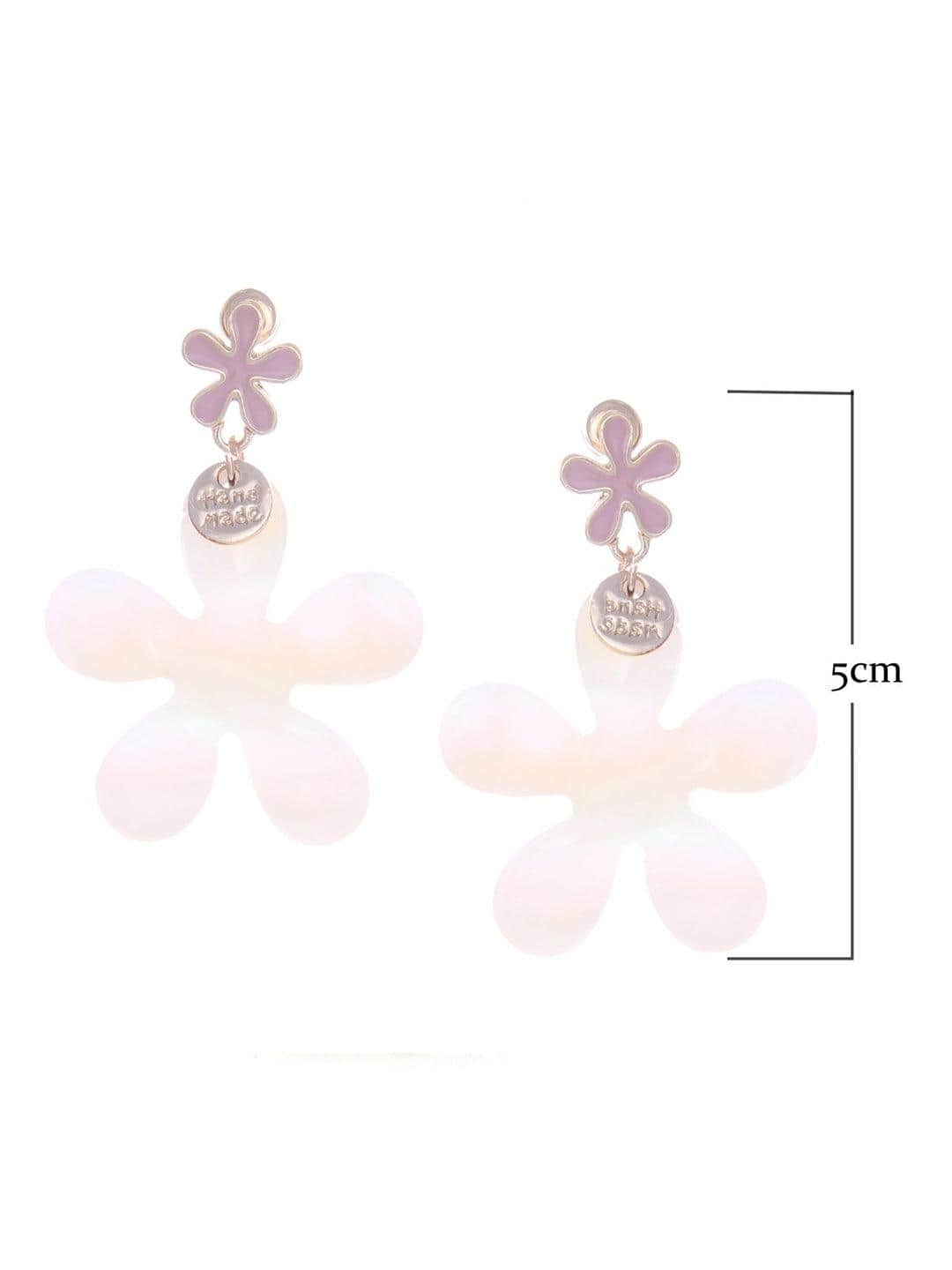 Ishhaara Pink White Flower Earrings -Pink