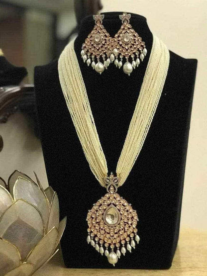 Ishhaara White Long Cheed Bead Haar