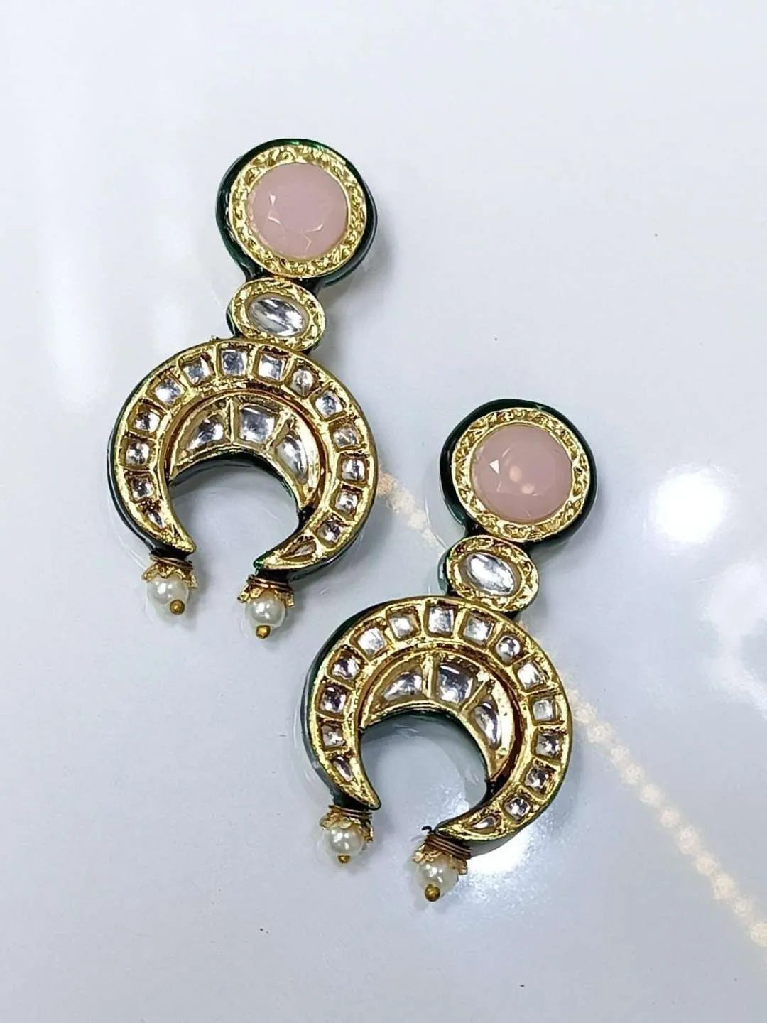 Ishhaara Pink Zeena Kundan Earrings