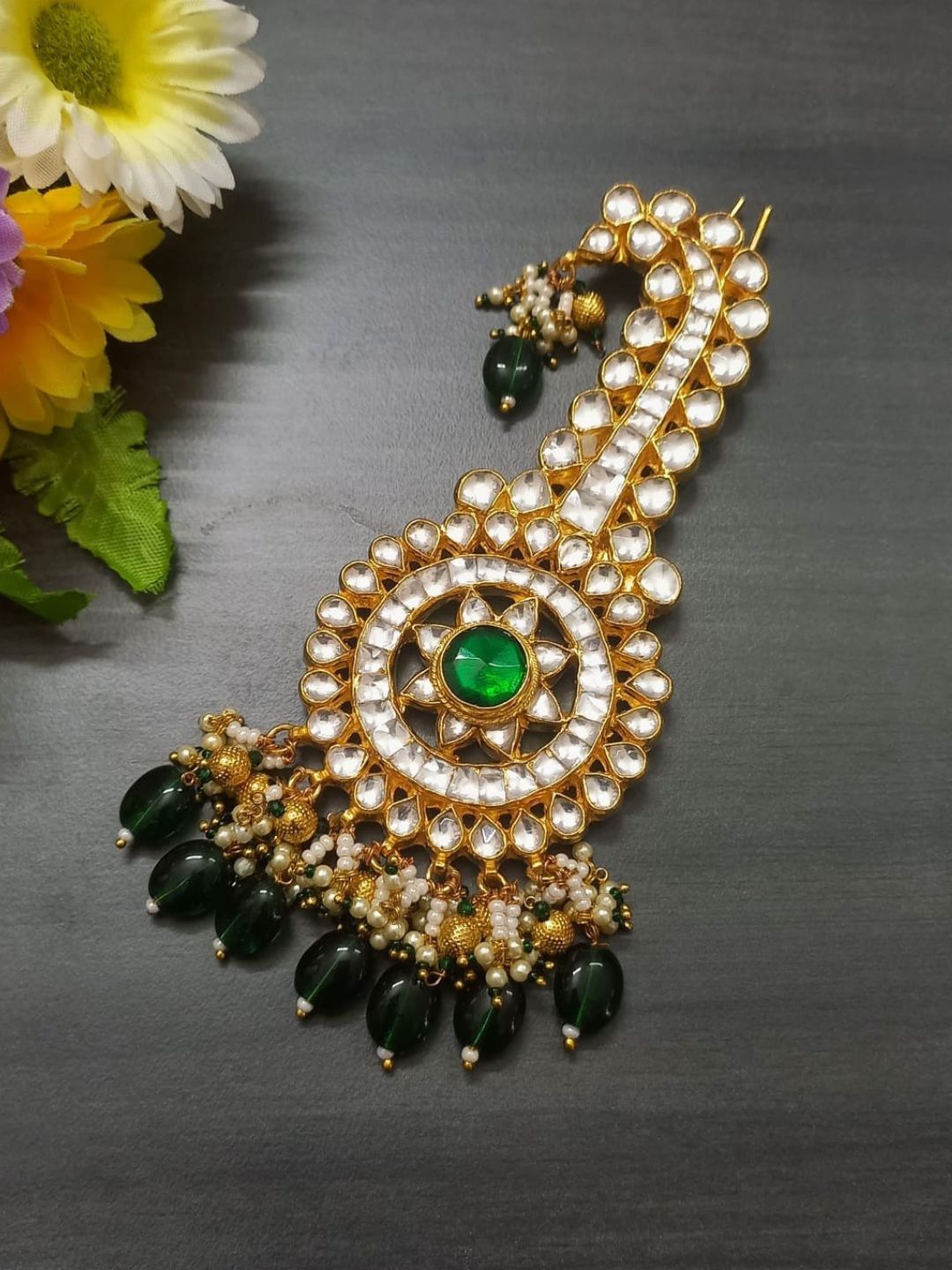 Ishhaara Polki And Semiprecious Stone Studded Kalangi