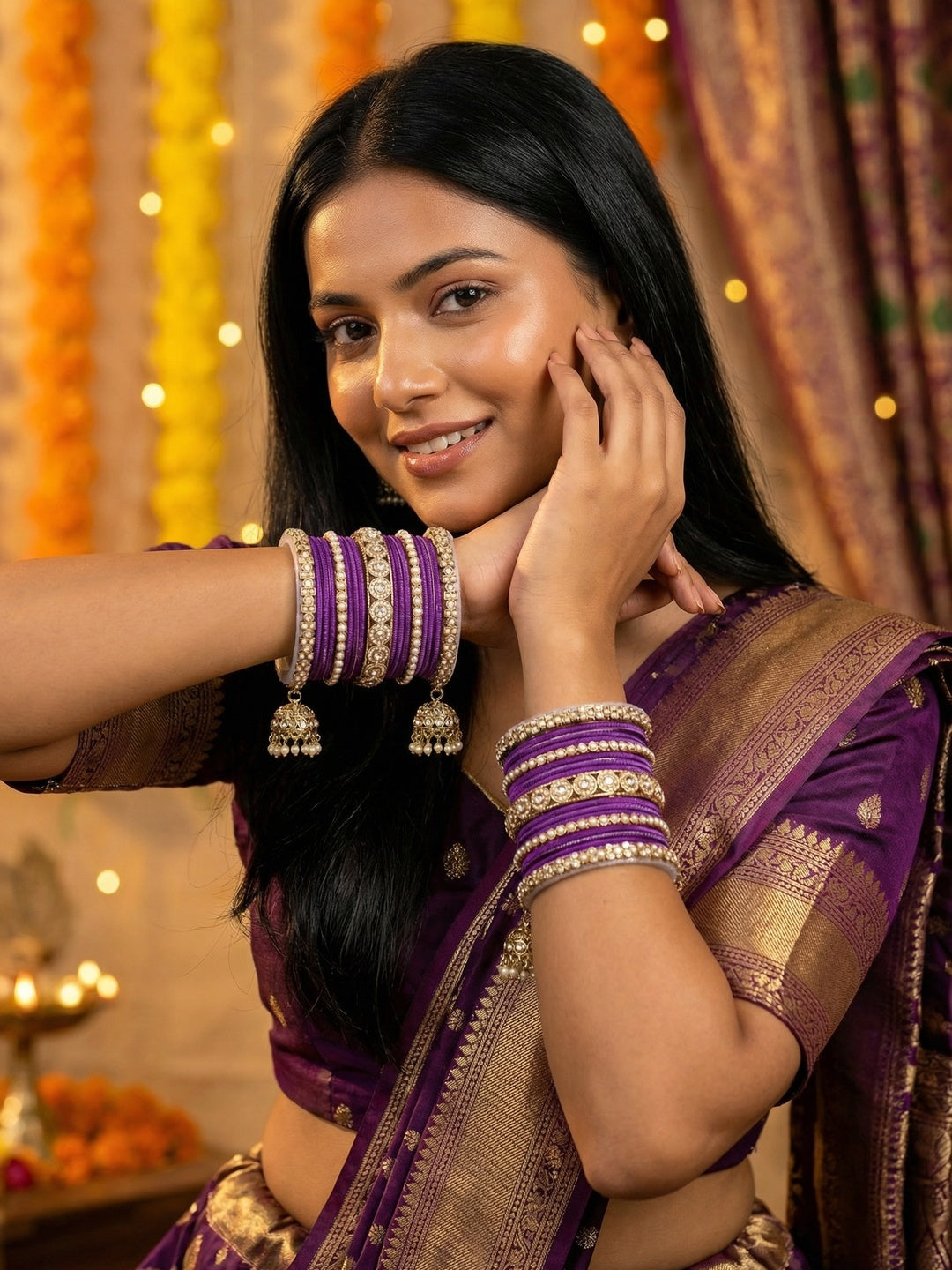 Ishhaara Polki Bangle Set with Jhumka — handcrafted Indian jewellery