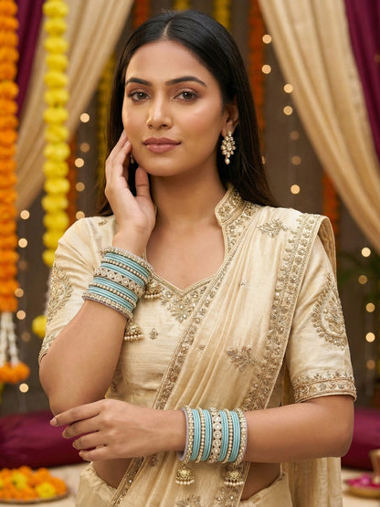 Ishhaara Polki Bangle Set with Jhumka Earrings — handcrafted Indian jewellery - view 20
