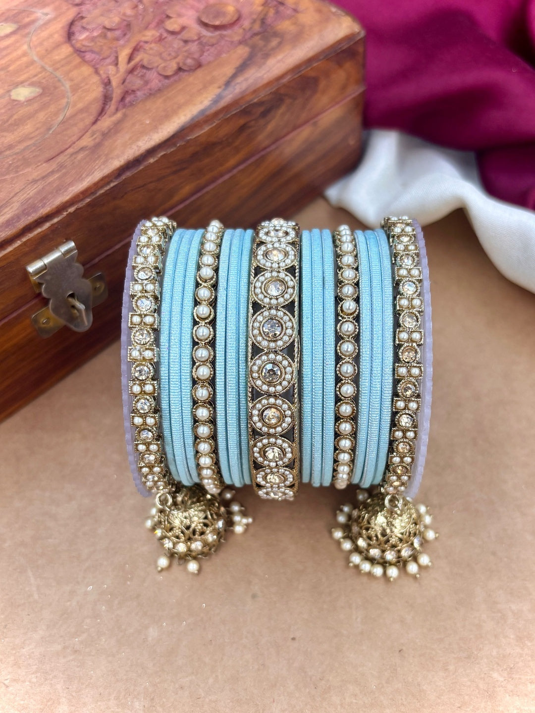Ishhaara Polki Bangle Set with Jhumka Earrings — handcrafted Indian jewellery - view 27