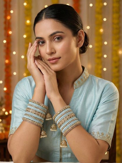 Ishhaara Polki Bangle Set with Jhumka Earrings — handcrafted Indian jewellery - view 28