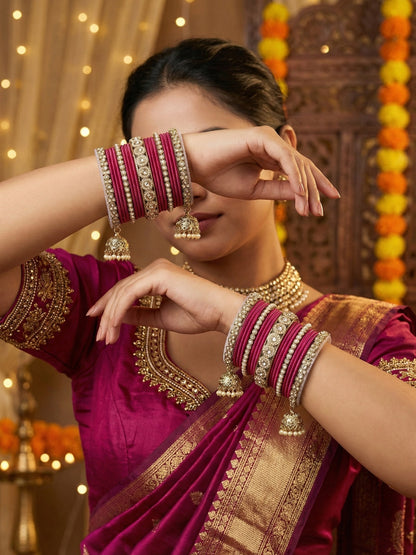 Ishhaara Polki Bangle Set with Jhumka Earrings — handcrafted Indian jewellery - view 30