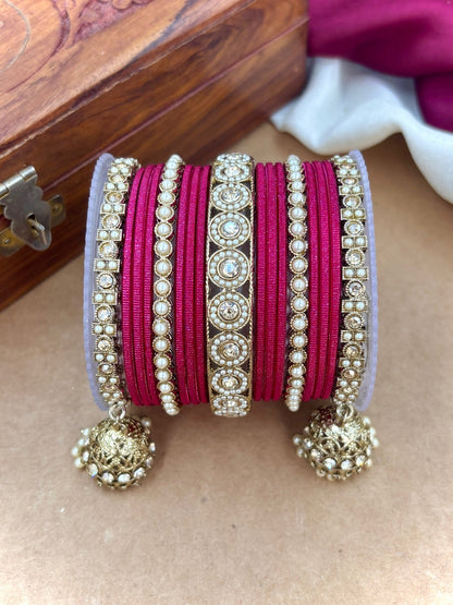 Ishhaara Polki Bangle Set with Jhumka Earrings — handcrafted Indian jewellery - view 31