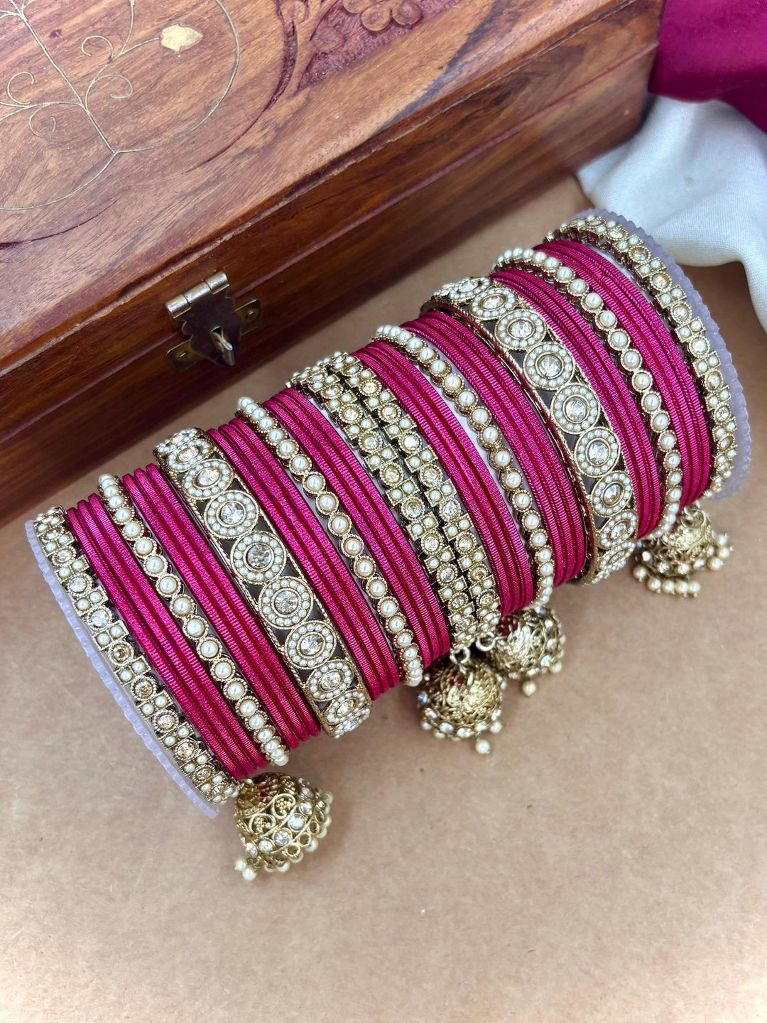 Ishhaara Polki Bangle Set with Jhumka Earrings — handcrafted Indian jewellery - view 32