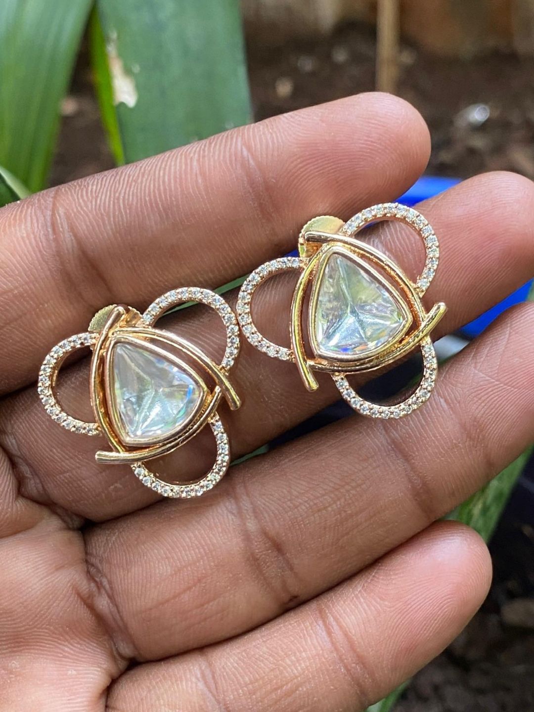 Ishhaara Polki Designer Studs Earrings