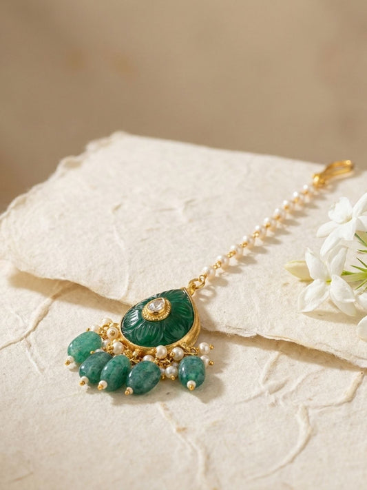 Ishhaara Polki Emerald Maangtikka