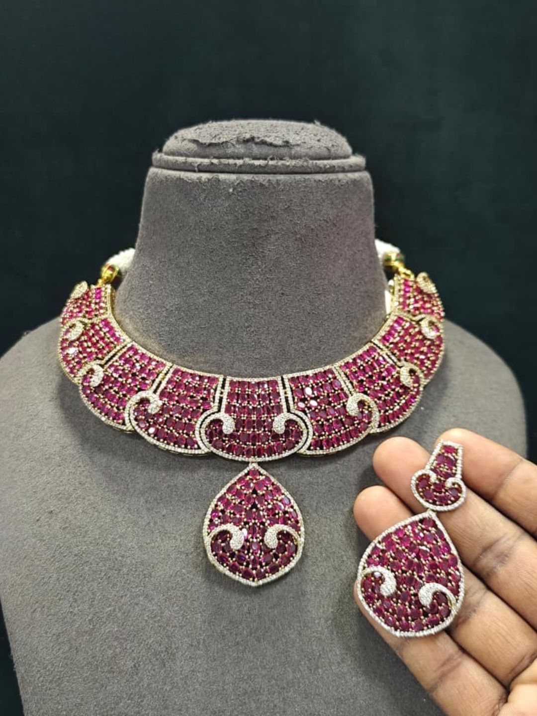 Ishhaara Polki Kundan And Austrian Stone Necklace Set