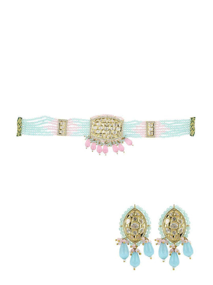 Ishhaara Polki Kundan Beaded Choker Necklace Set