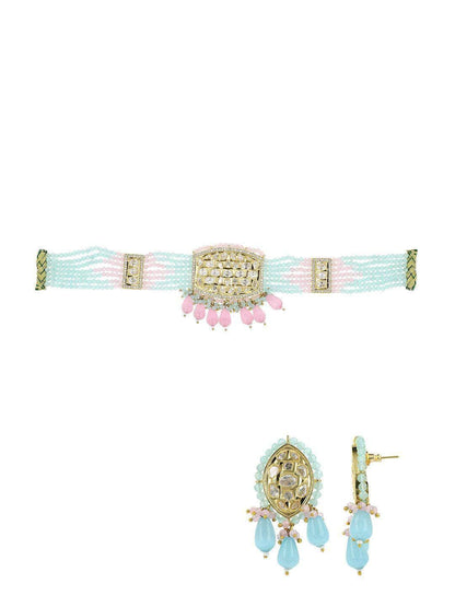 Ishhaara Polki Kundan Beaded Choker Necklace Set